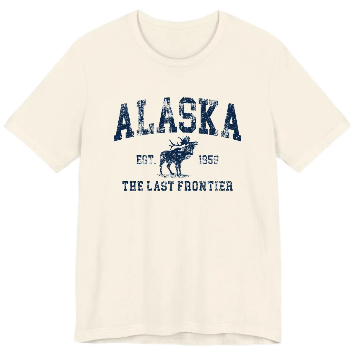 Alaska Last Frontier Vintage Moose Established 1959 Premium T-Shirt in Natural