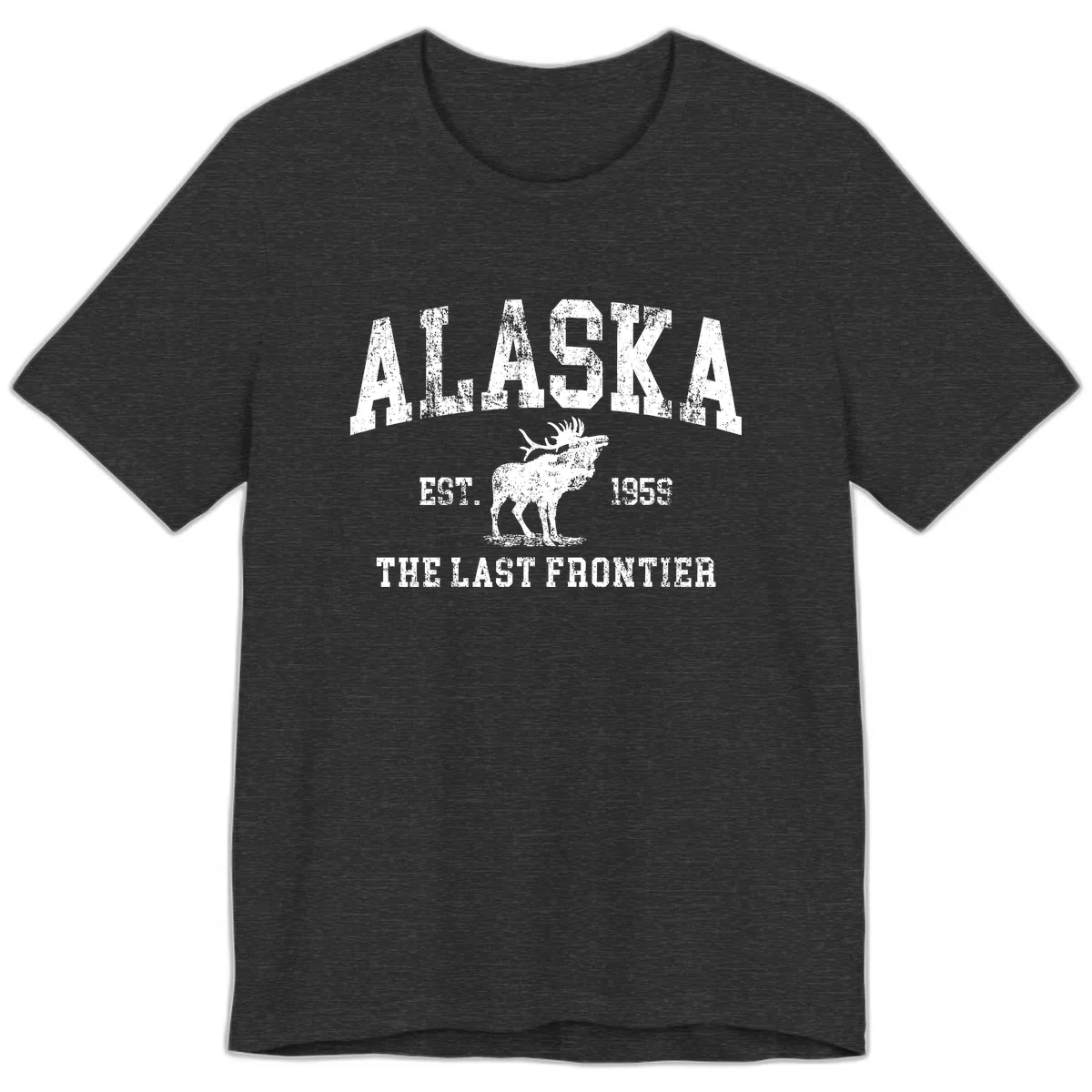 Alaska Last Frontier Vintage Moose Established 1959 Premium T-Shirt in Dark Grey Heather