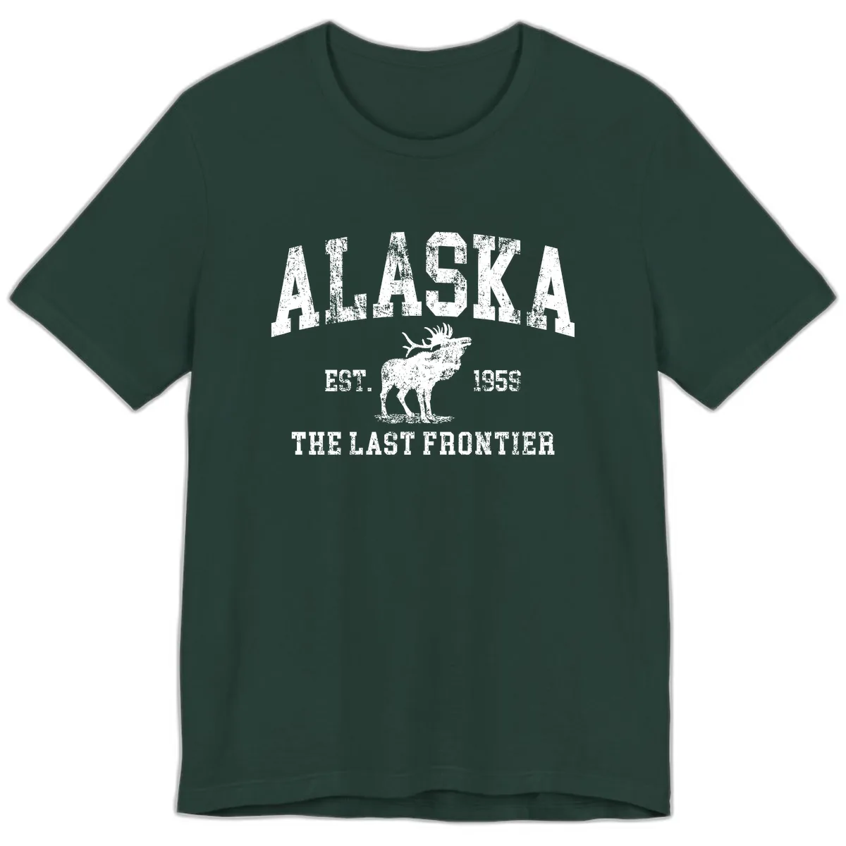 Alaska Last Frontier Vintage Moose Established 1959 Premium T-Shirt in Forest