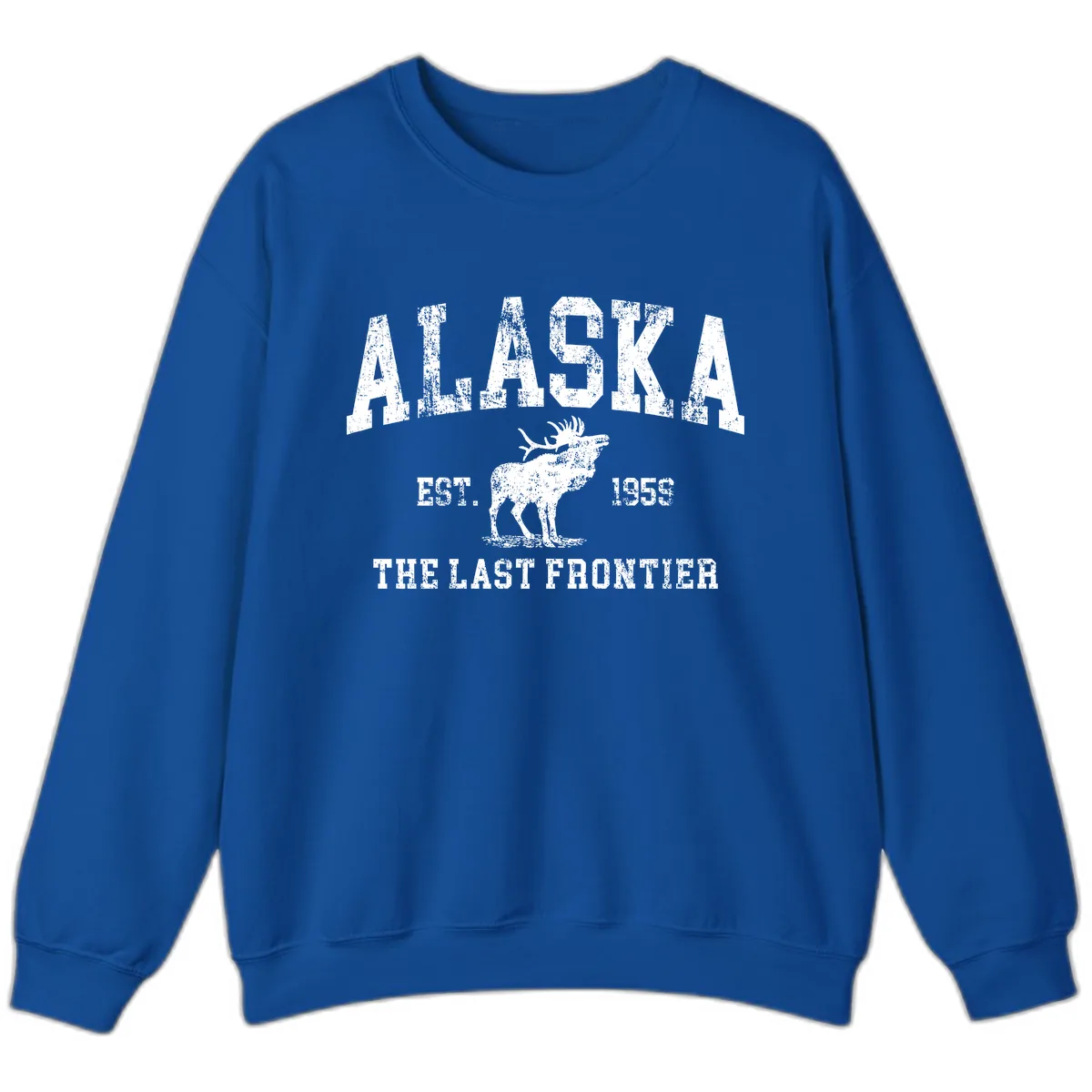 Alaska Last Frontier Vintage Moose Established 1959 Sweatshirt in Royal