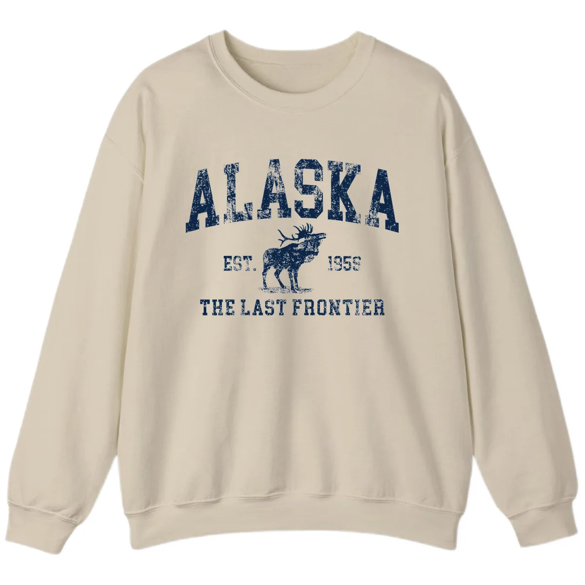 Alaska Last Frontier Vintage Moose Established 1959 Sweatshirt in Sand
