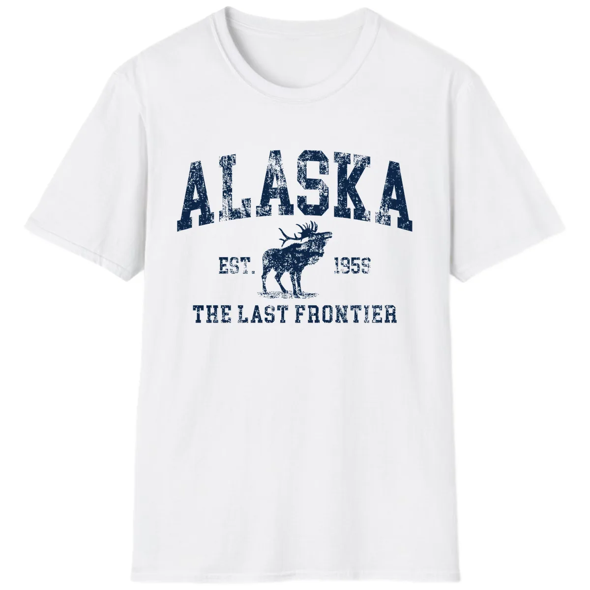 Alaska Last Frontier Vintage Moose Established 1959 T-Shirt in White