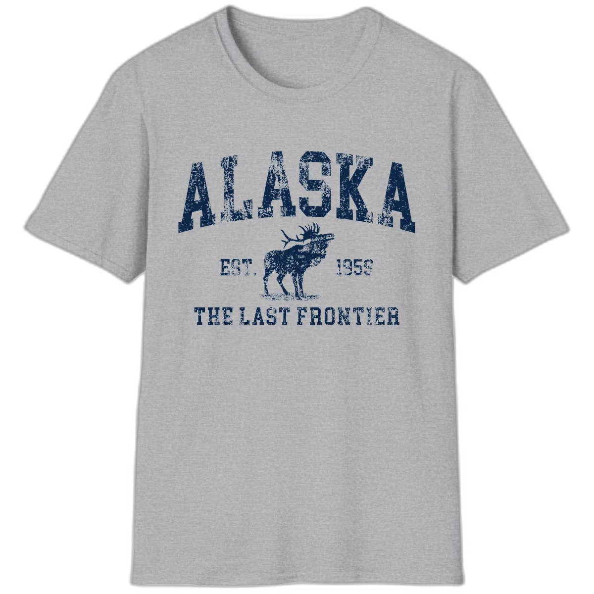 Alaska Last Frontier Vintage Moose Established 1959 T-Shirt in Sport Grey
