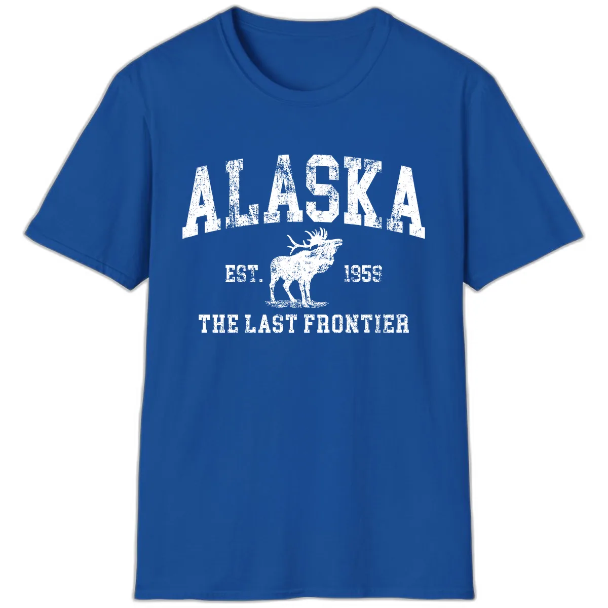 Alaska Last Frontier Vintage Moose Established 1959 T-Shirt in Royal