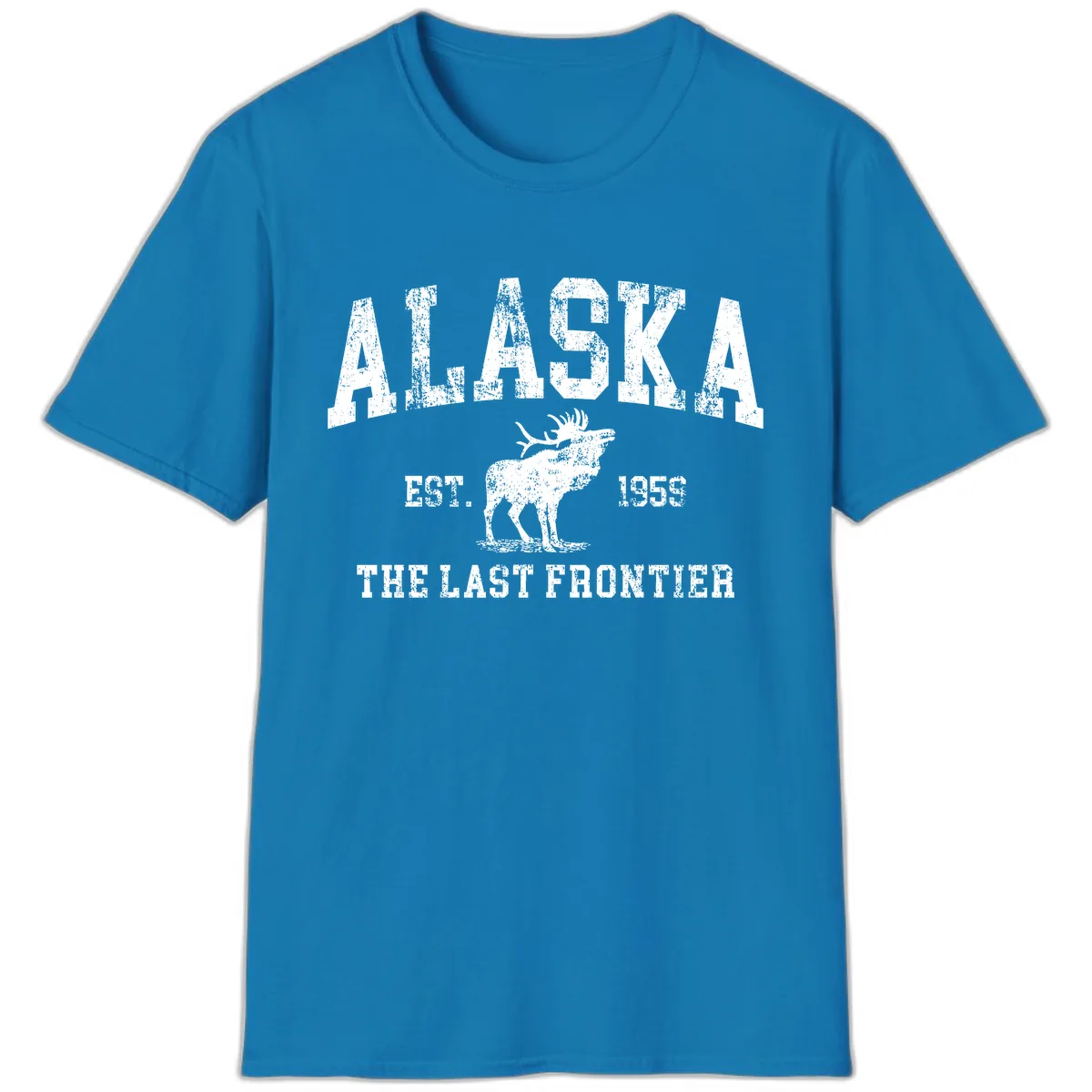 Alaska Last Frontier Vintage Moose Established 1959 T-Shirt in Sapphire