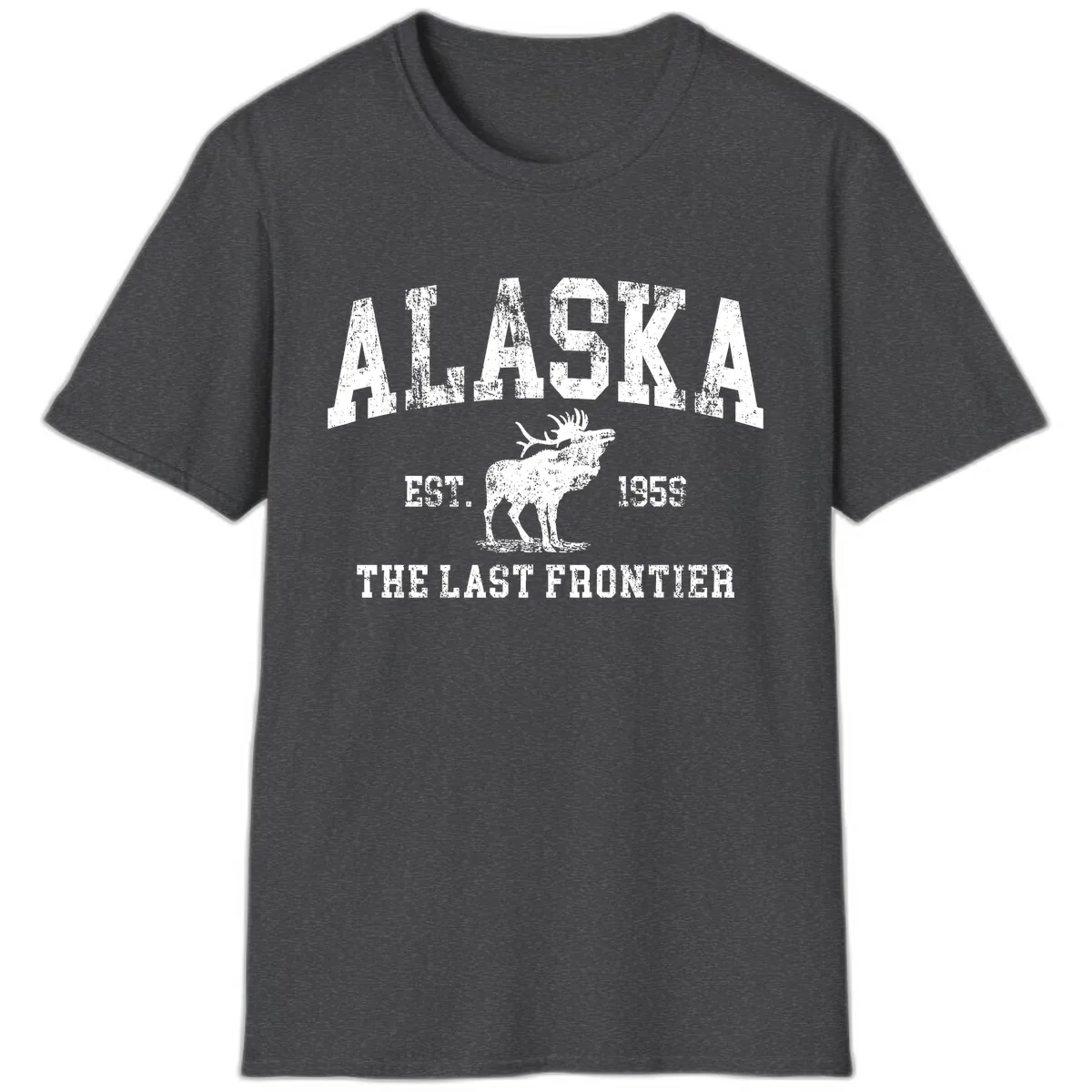 Alaska Last Frontier Vintage Moose Established 1959 T-Shirt in Dark Heather
