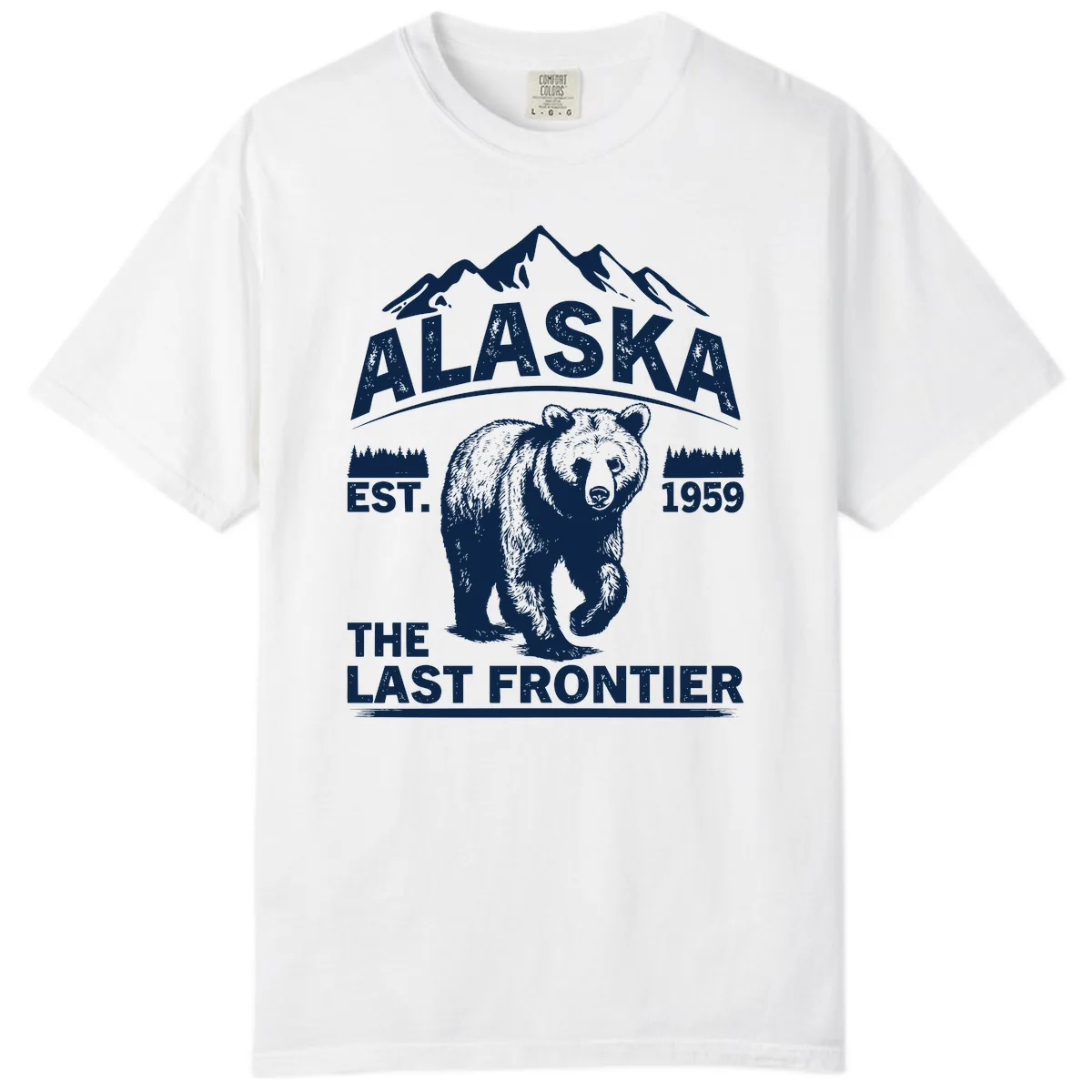 Alaska Last Frontier Grizzly Badge Comfort Color in White