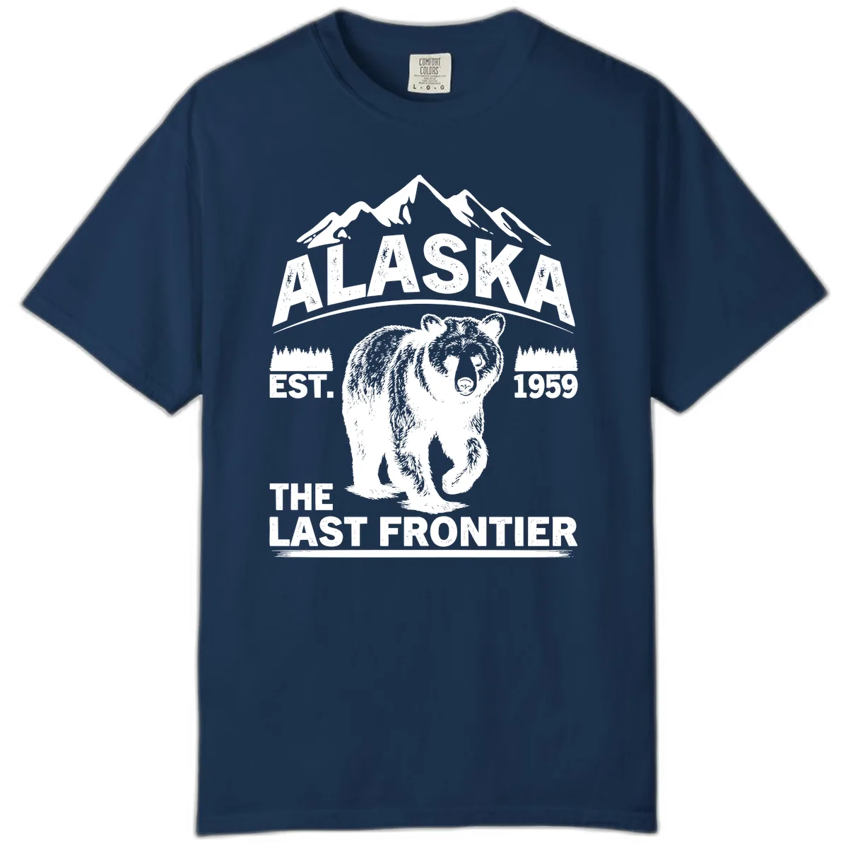 Alaska Last Frontier Grizzly Badge Comfort Color in Navy