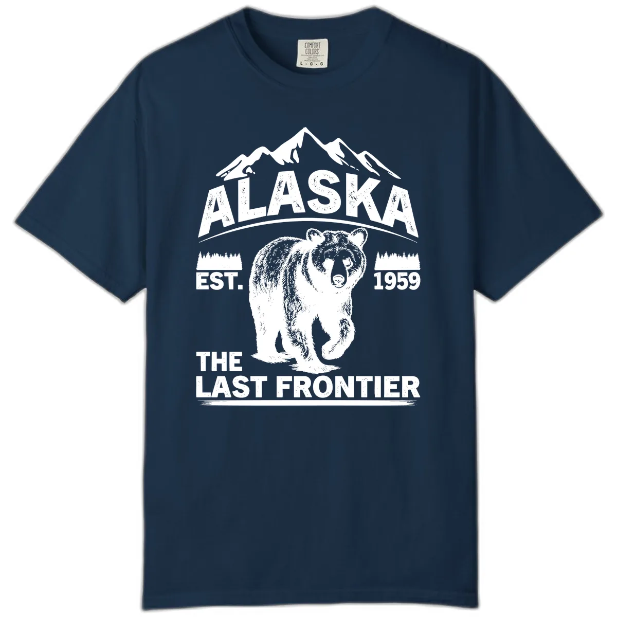 Alaska Last Frontier Grizzly Badge Comfort Color in True Navy