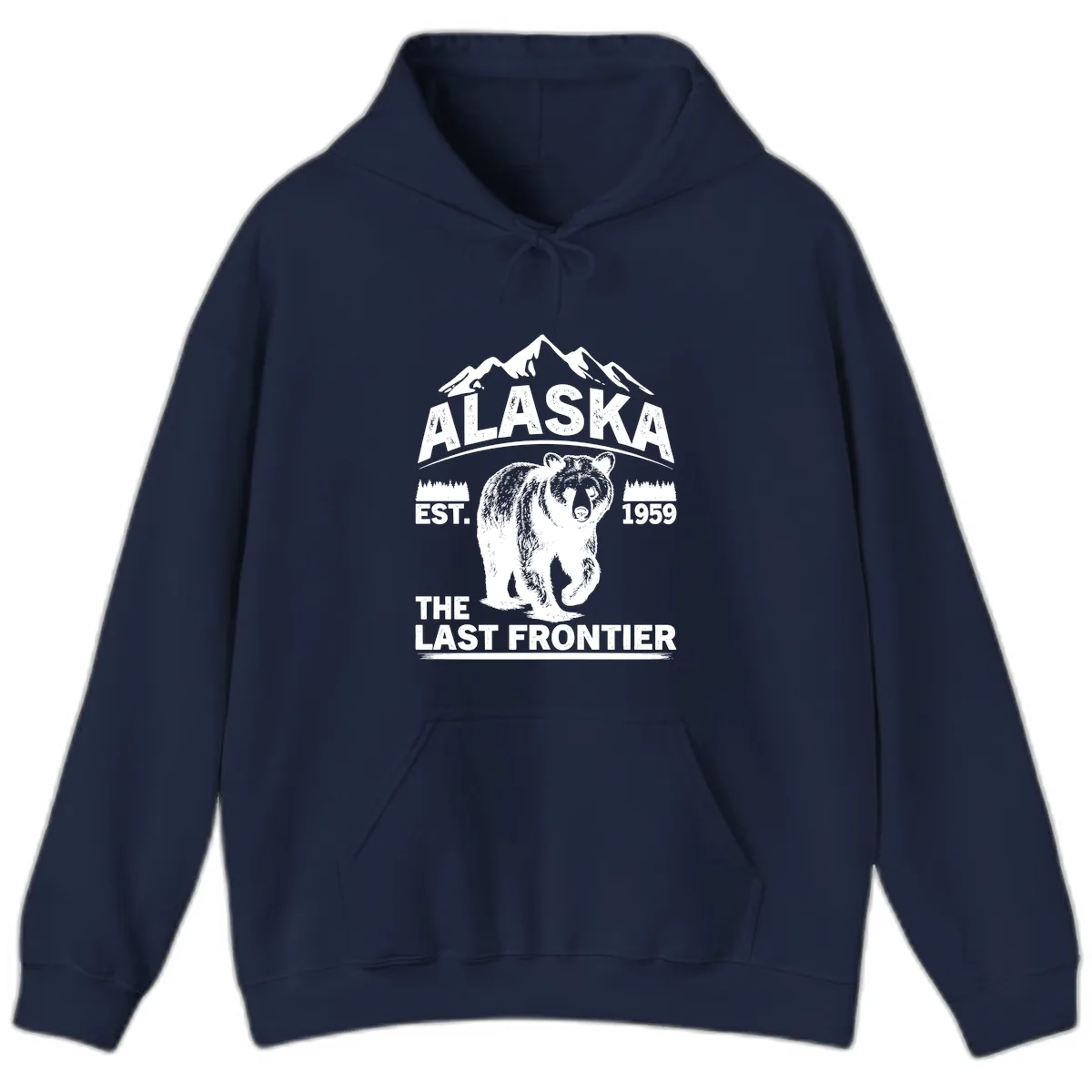 Alaska Last Frontier Grizzly Badge Hoodie in Navy