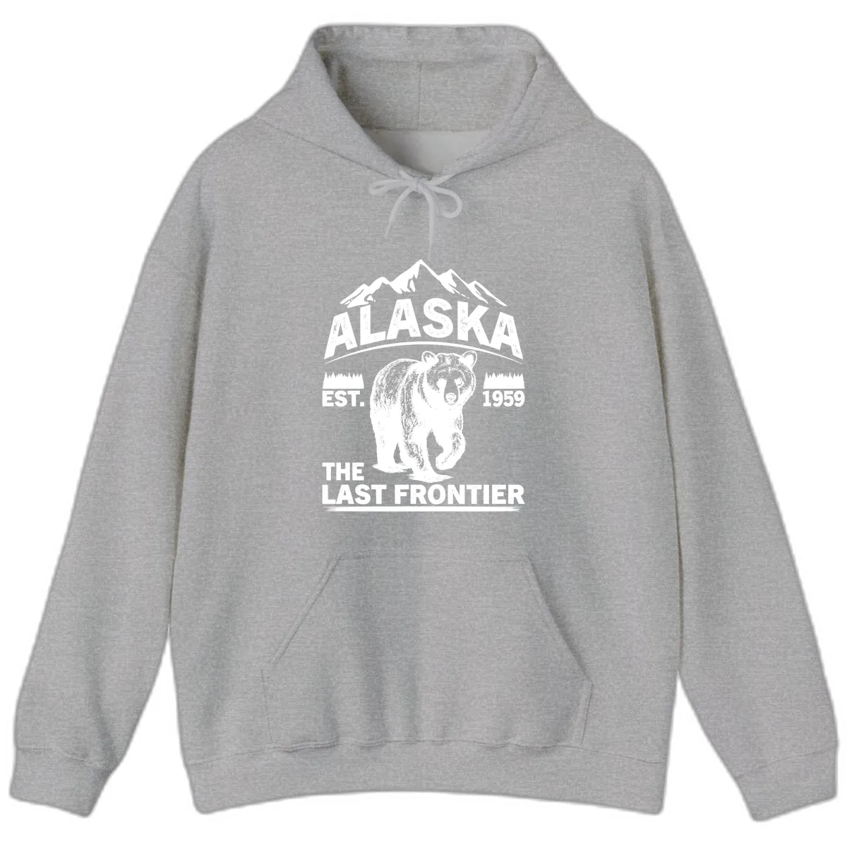 Alaska Last Frontier Grizzly Badge Hoodie in Sport Grey
