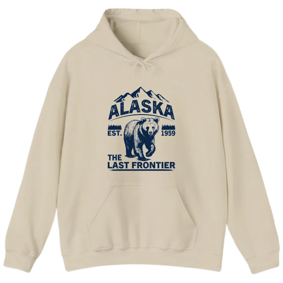 Alaska Last Frontier Grizzly Badge Hoodie in Sand