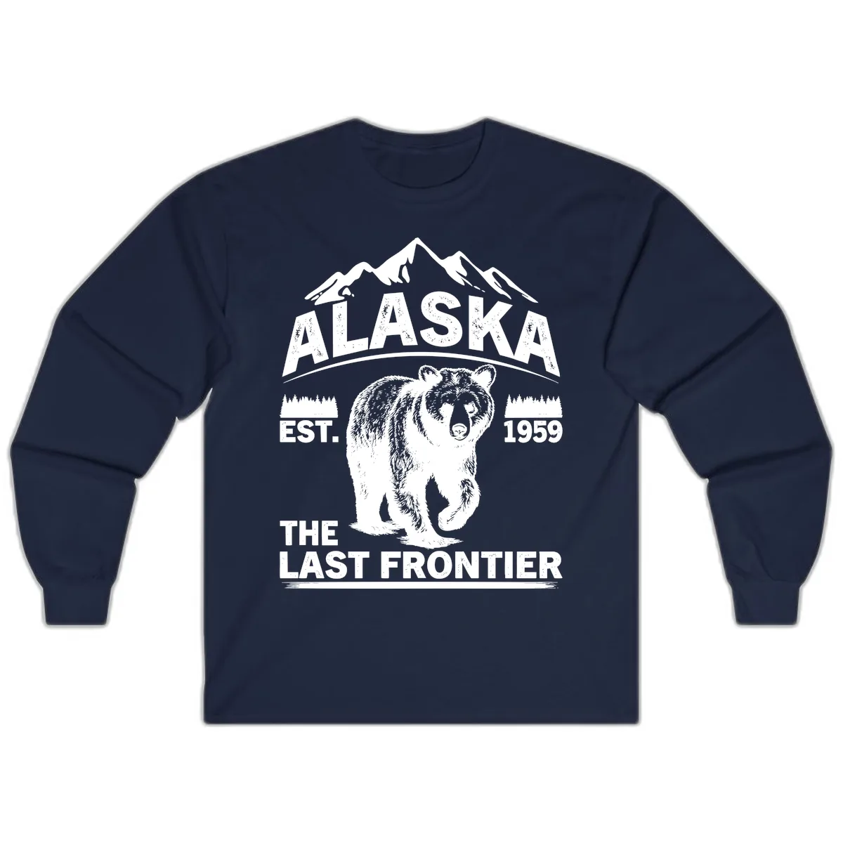Alaska Last Frontier Grizzly Badge Long Sleeve in Navy