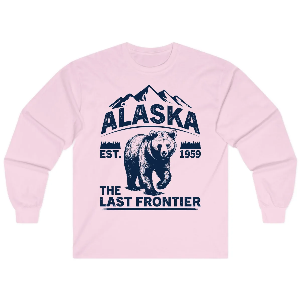Alaska Last Frontier Grizzly Badge Long Sleeve in Light Pink