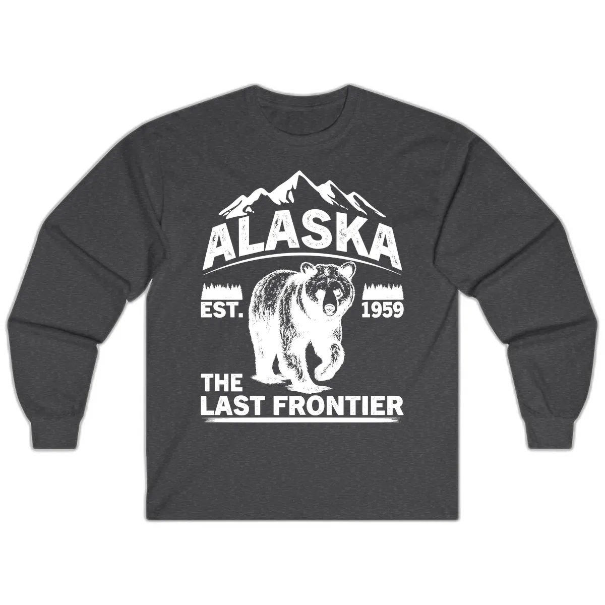 Alaska Last Frontier Grizzly Badge Long Sleeve in Dark Heather