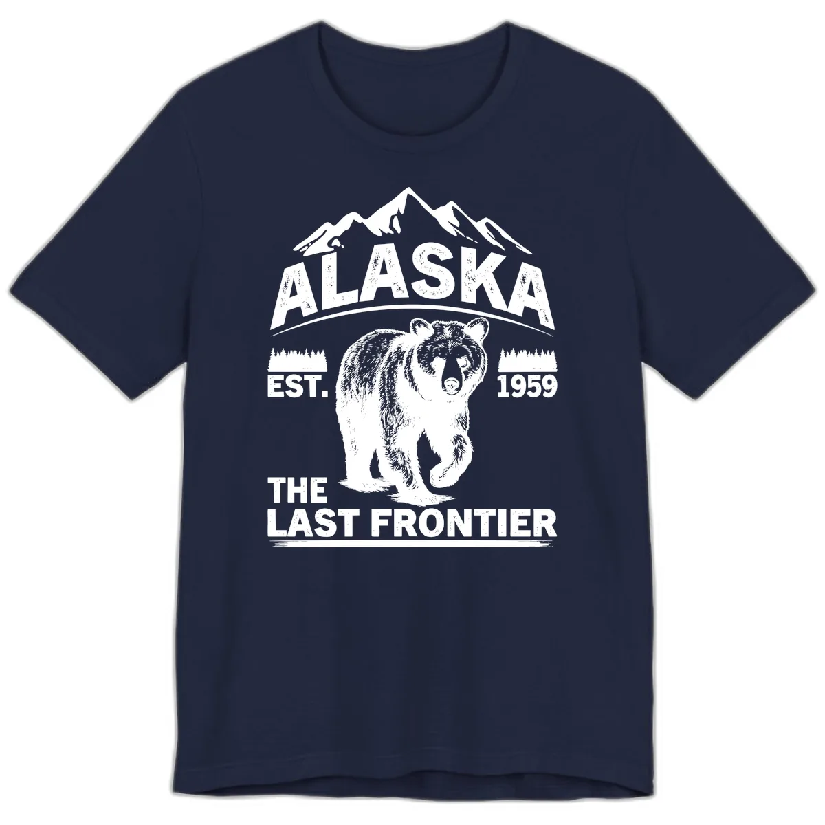Alaska Last Frontier Grizzly Badge Premium T-Shirt in Navy