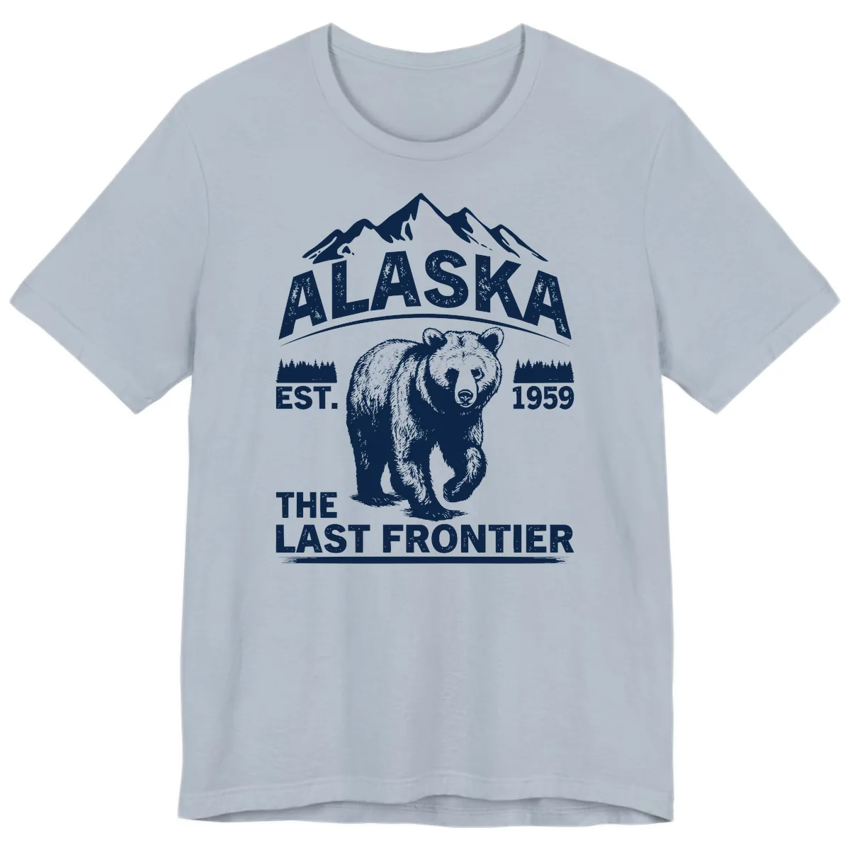 Alaska Last Frontier Grizzly Badge Premium T-Shirt in Light Blue