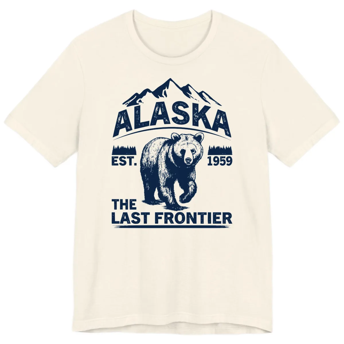 Alaska Last Frontier Grizzly Badge Premium T-Shirt in Natural