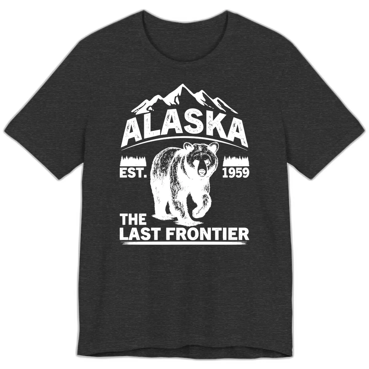 Alaska Last Frontier Grizzly Badge Premium T-Shirt in Dark Grey Heather
