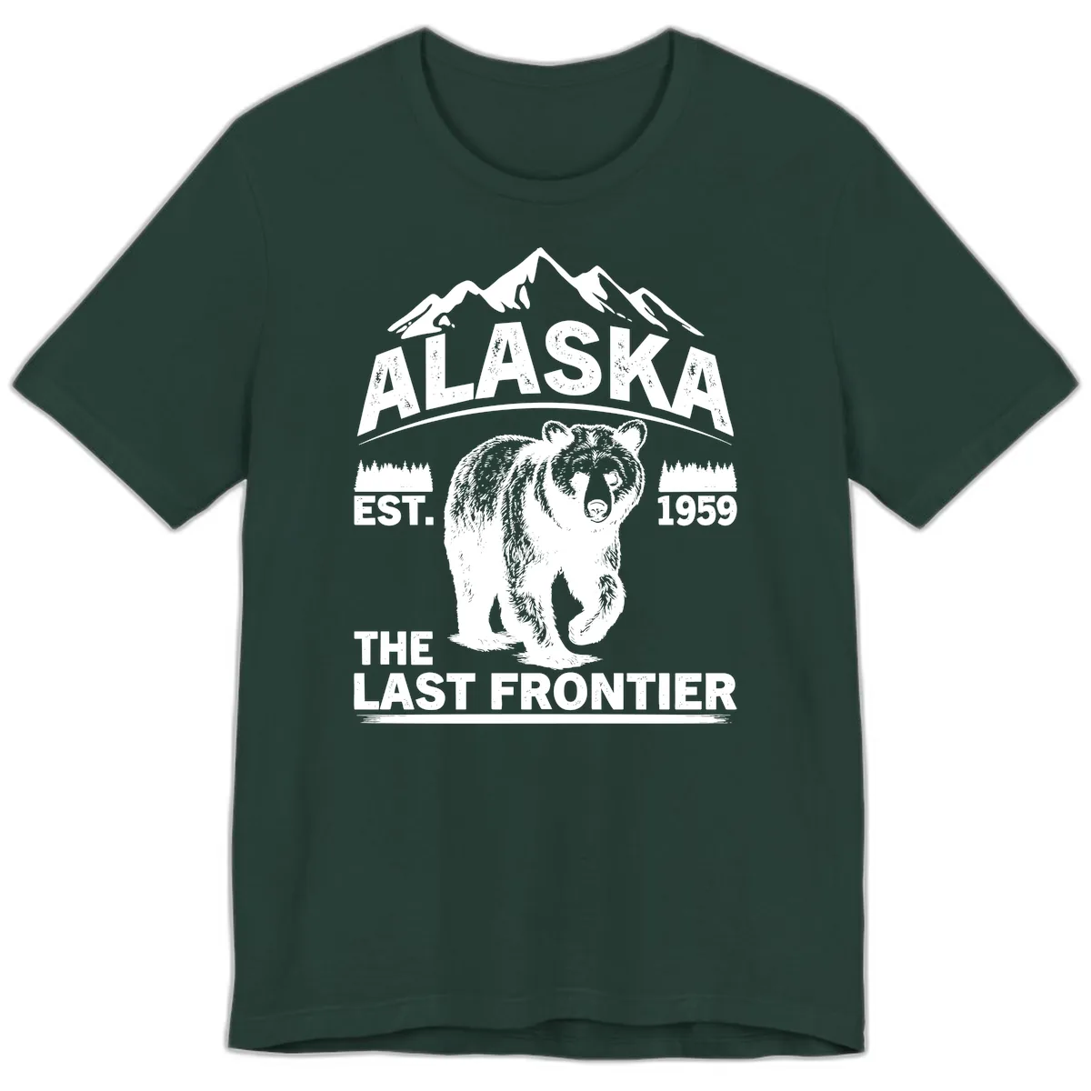Alaska Last Frontier Grizzly Badge Premium T-Shirt in Forest