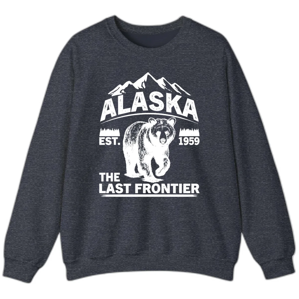 Alaska Last Frontier Grizzly Badge Sweatshirt in Heather Sport Dark Navy