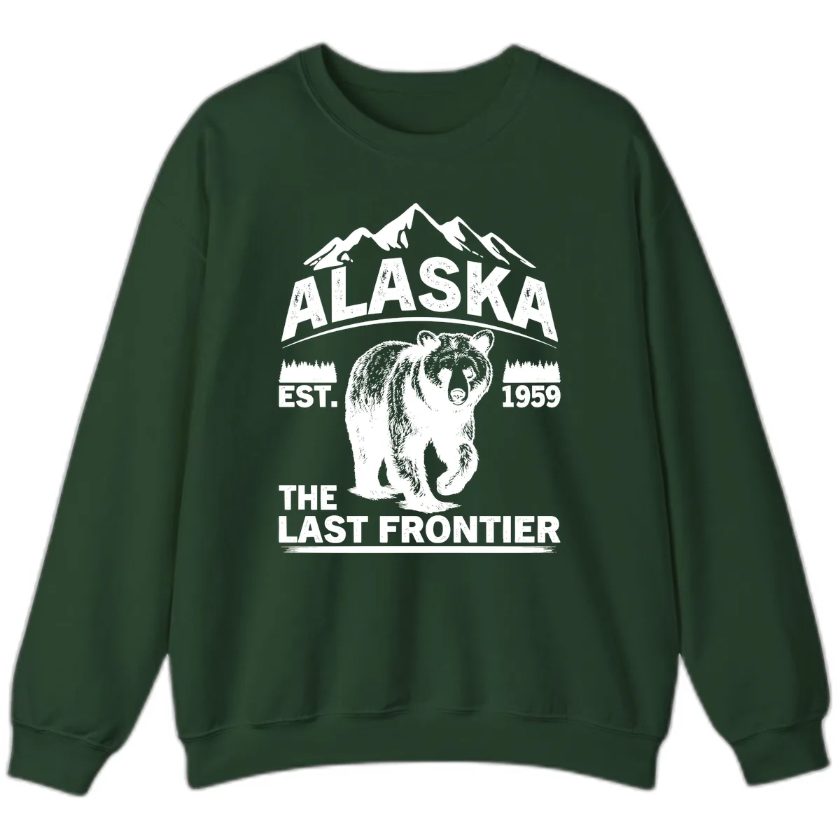 Alaska Last Frontier Grizzly Badge Sweatshirt in Forest Green