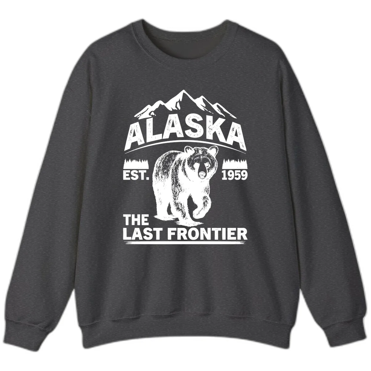 Alaska Last Frontier Grizzly Badge Sweatshirt in Dark Heather