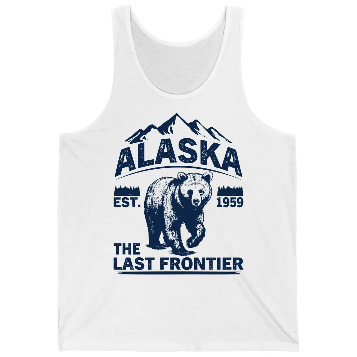 Alaska Last Frontier Grizzly Badge Tank in White
