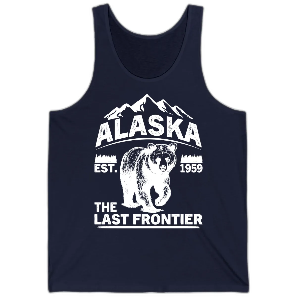 Alaska Last Frontier Grizzly Badge Tank in Navy