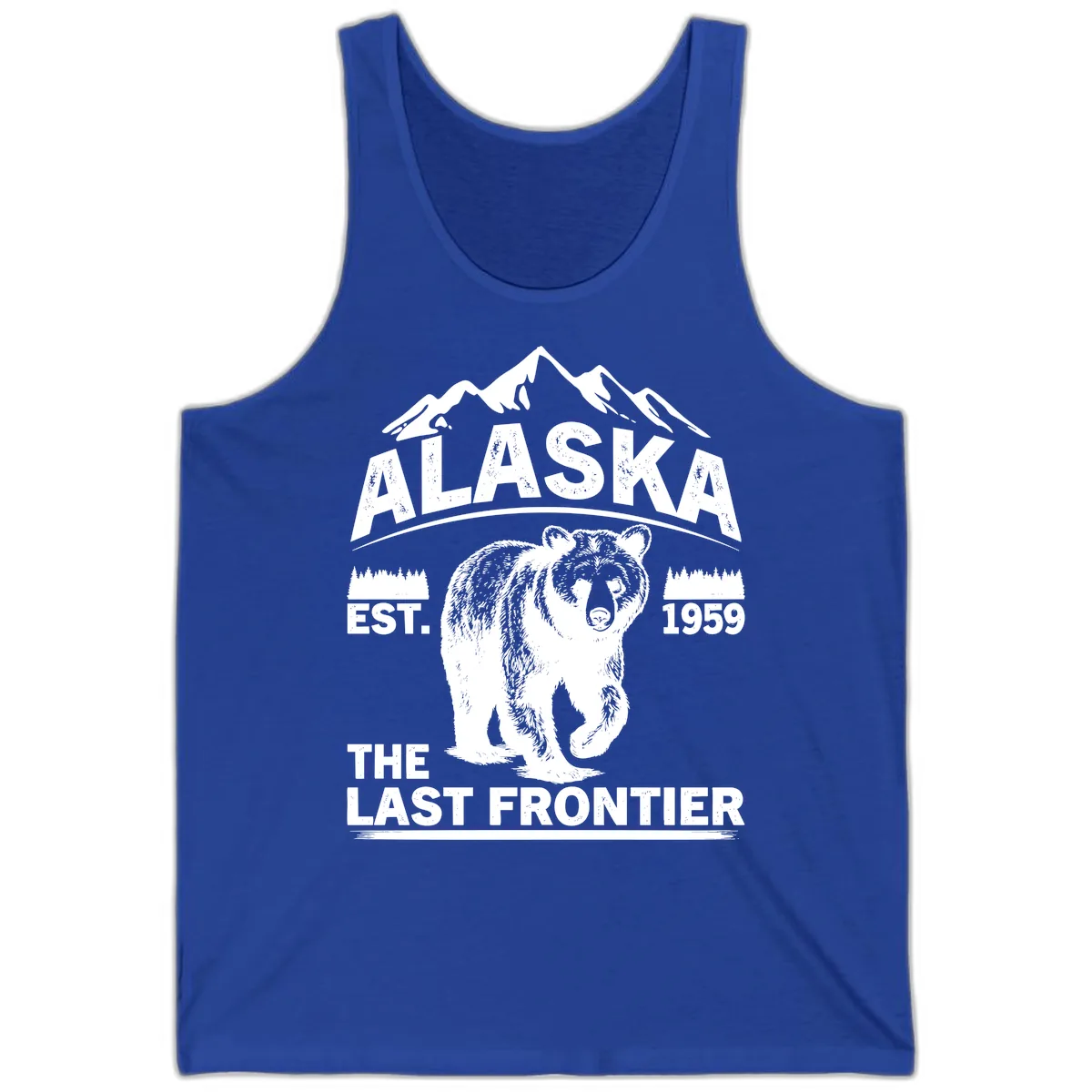 Alaska Last Frontier Grizzly Badge Tank in True Royal