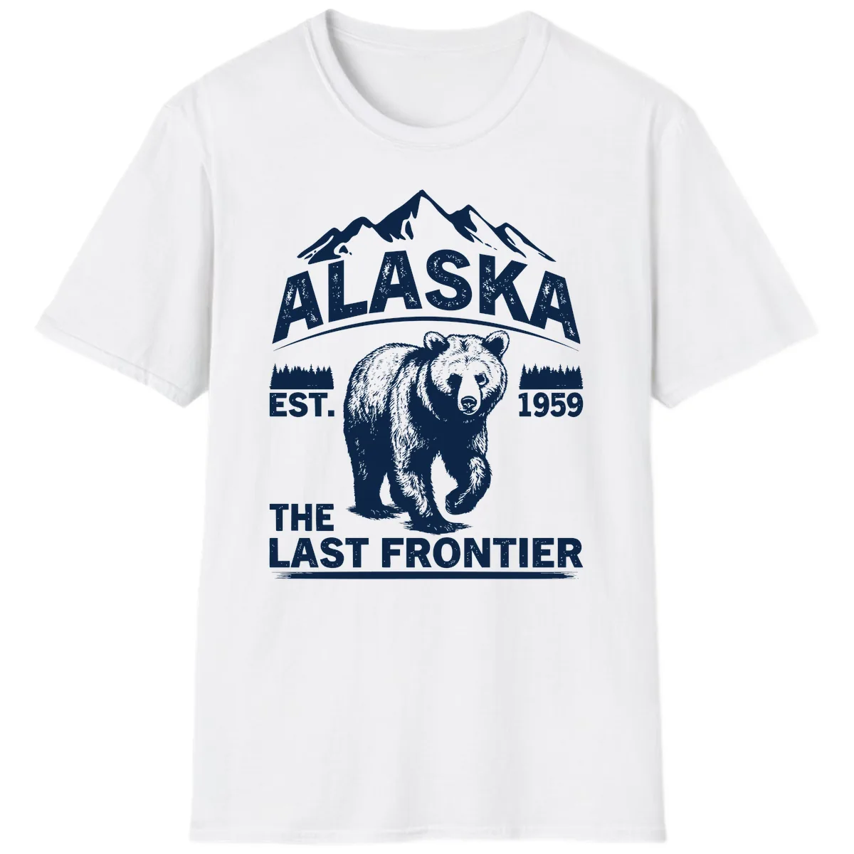 Alaska Last Frontier Grizzly Badge T-Shirt in White