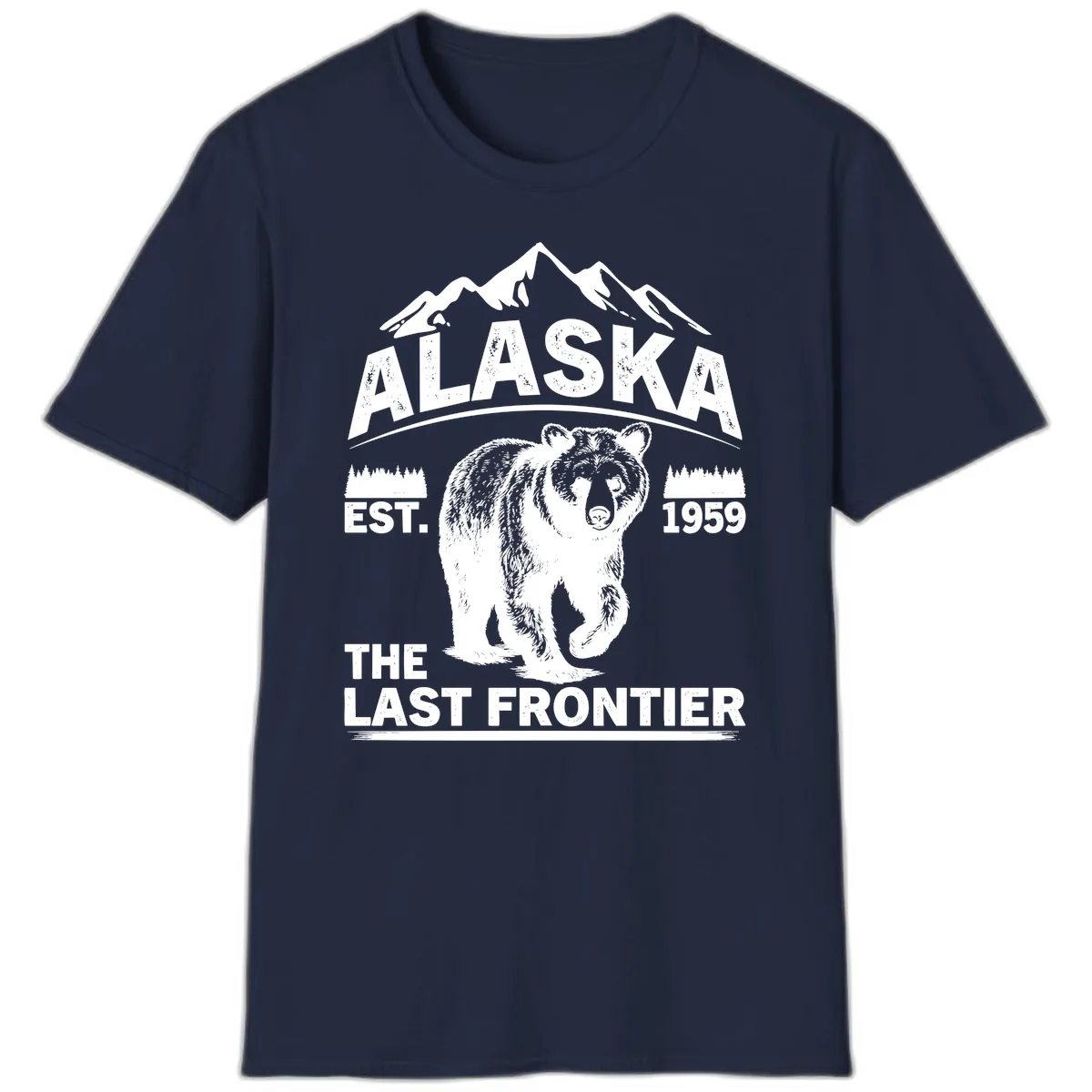 Alaska Last Frontier Grizzly Badge T-Shirt in Navy