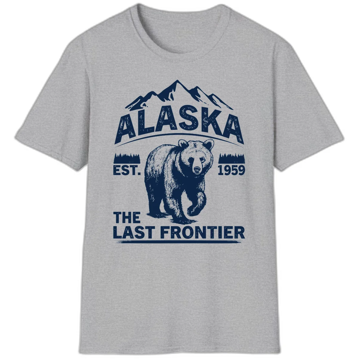Alaska Last Frontier Grizzly Badge T-Shirt in Sport Grey