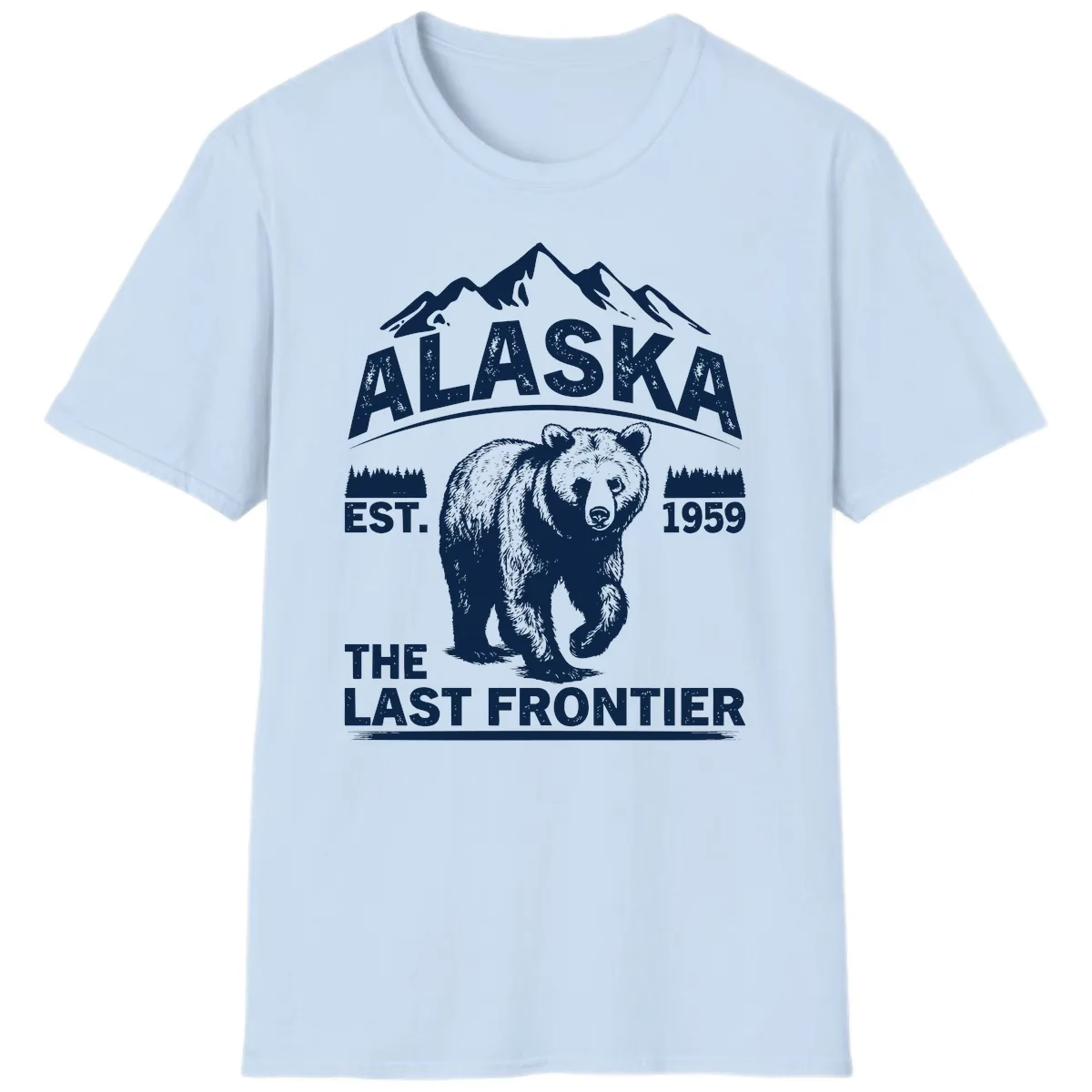 Alaska Last Frontier Grizzly Badge T-Shirt in Light Blue