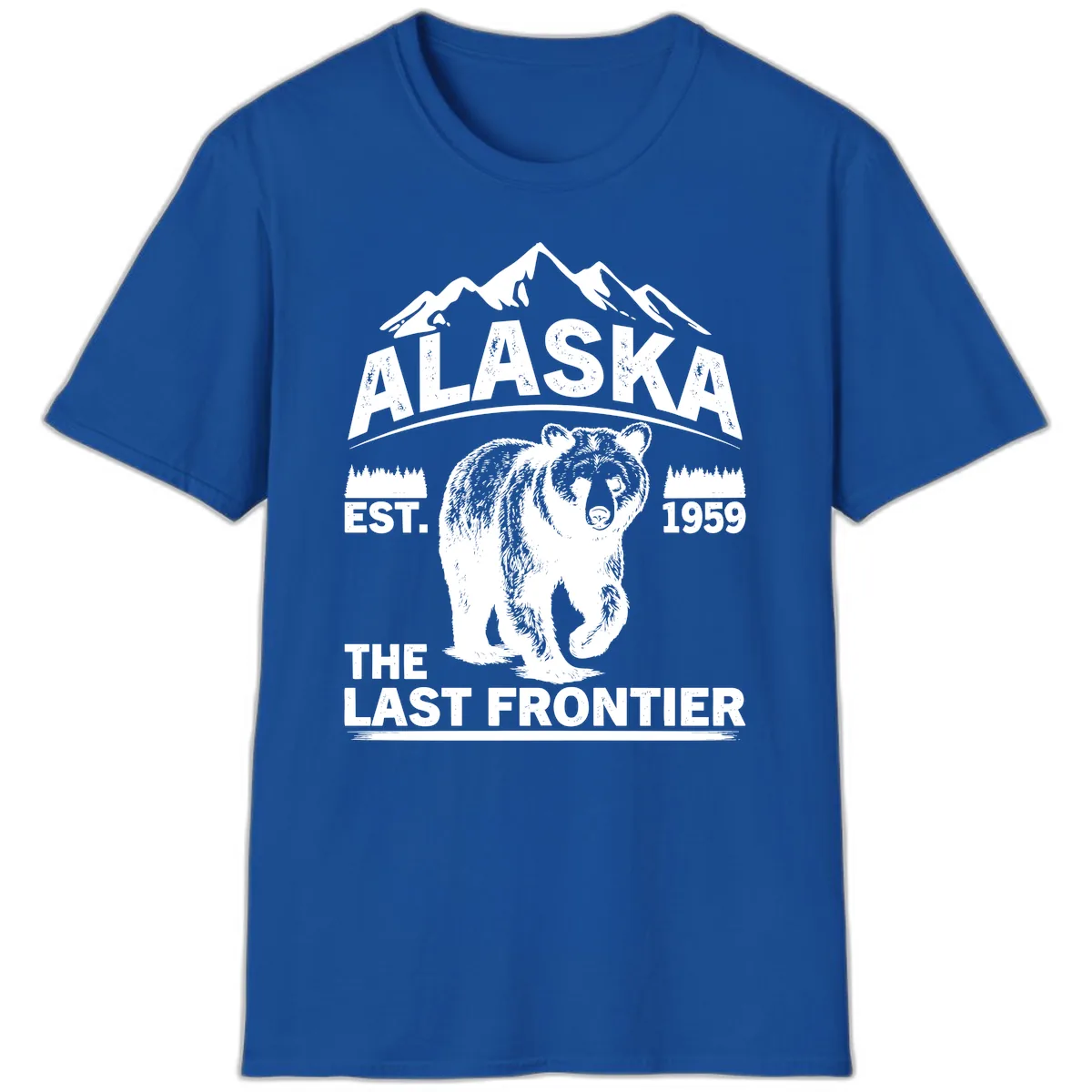 Alaska Last Frontier Grizzly Badge T-Shirt in Royal