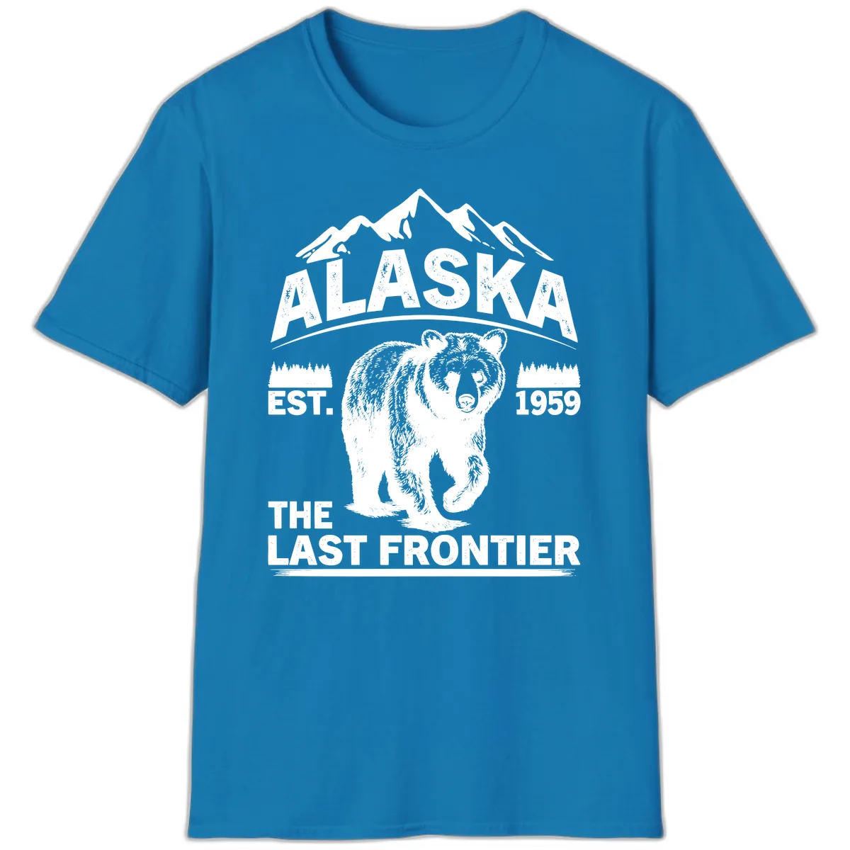 Alaska Last Frontier Grizzly Badge T-Shirt in Sapphire
