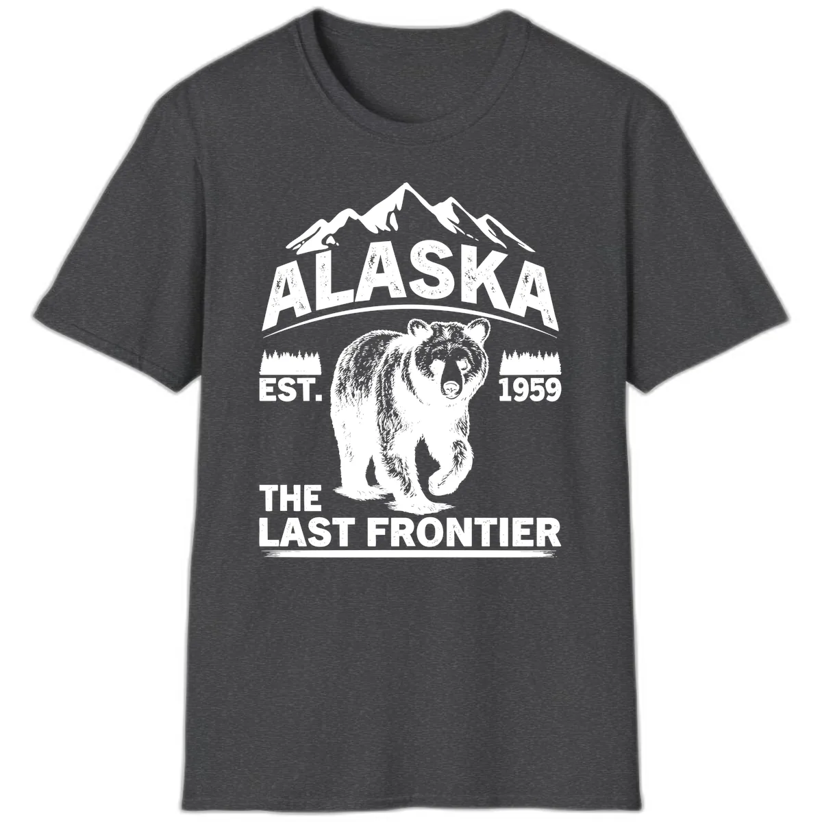 Alaska Last Frontier Grizzly Badge T-Shirt in Dark Heather