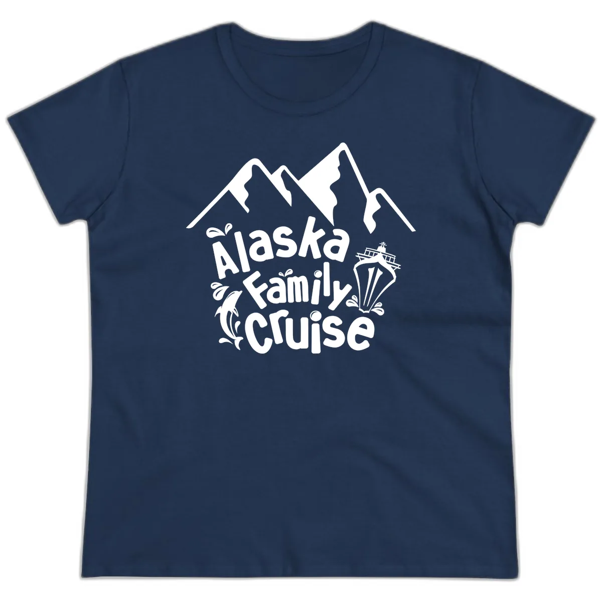 Alaska Family Cruise Mountain Adventure Ladies Tee in Navy