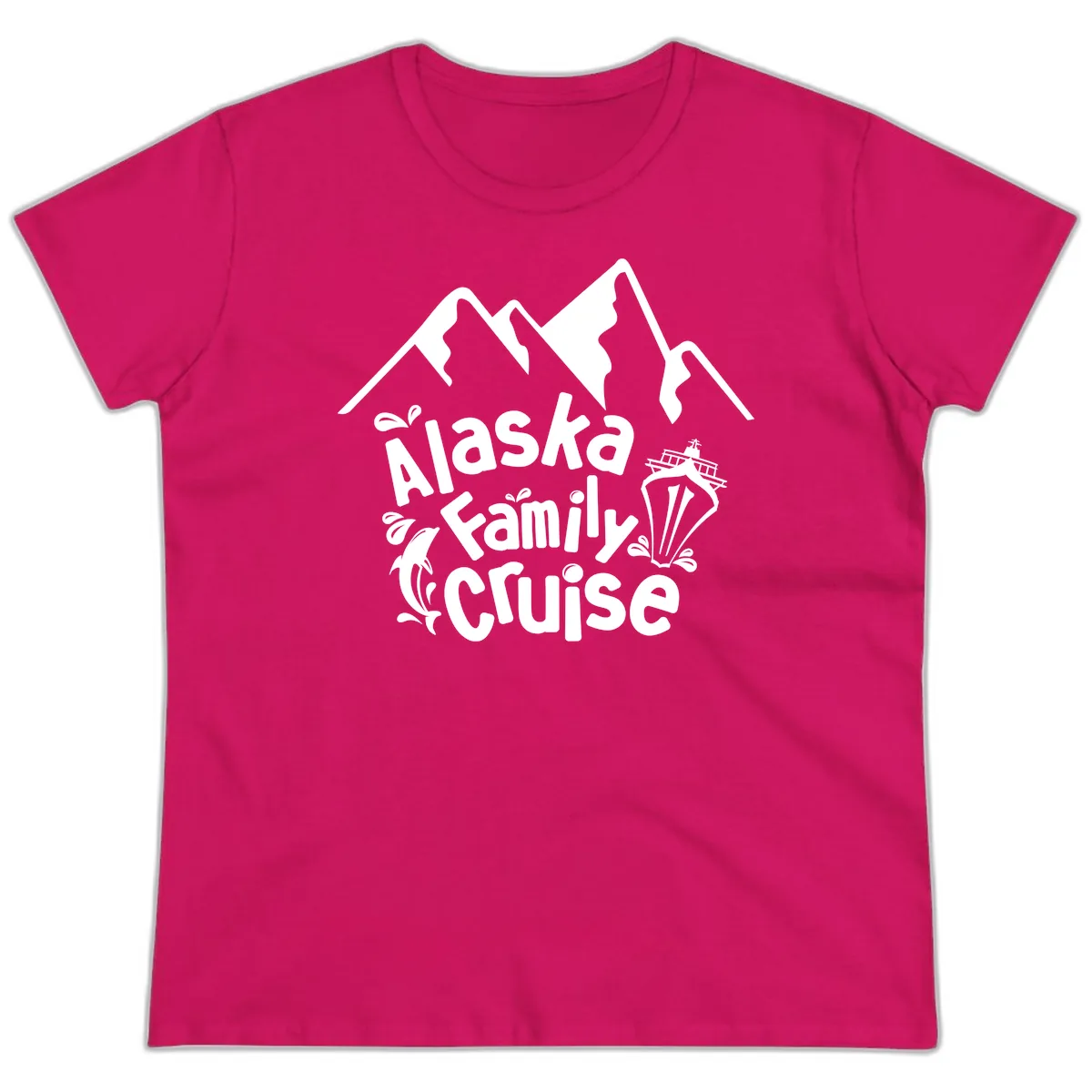 Alaska Family Cruise Mountain Adventure Ladies Tee in Heliconia