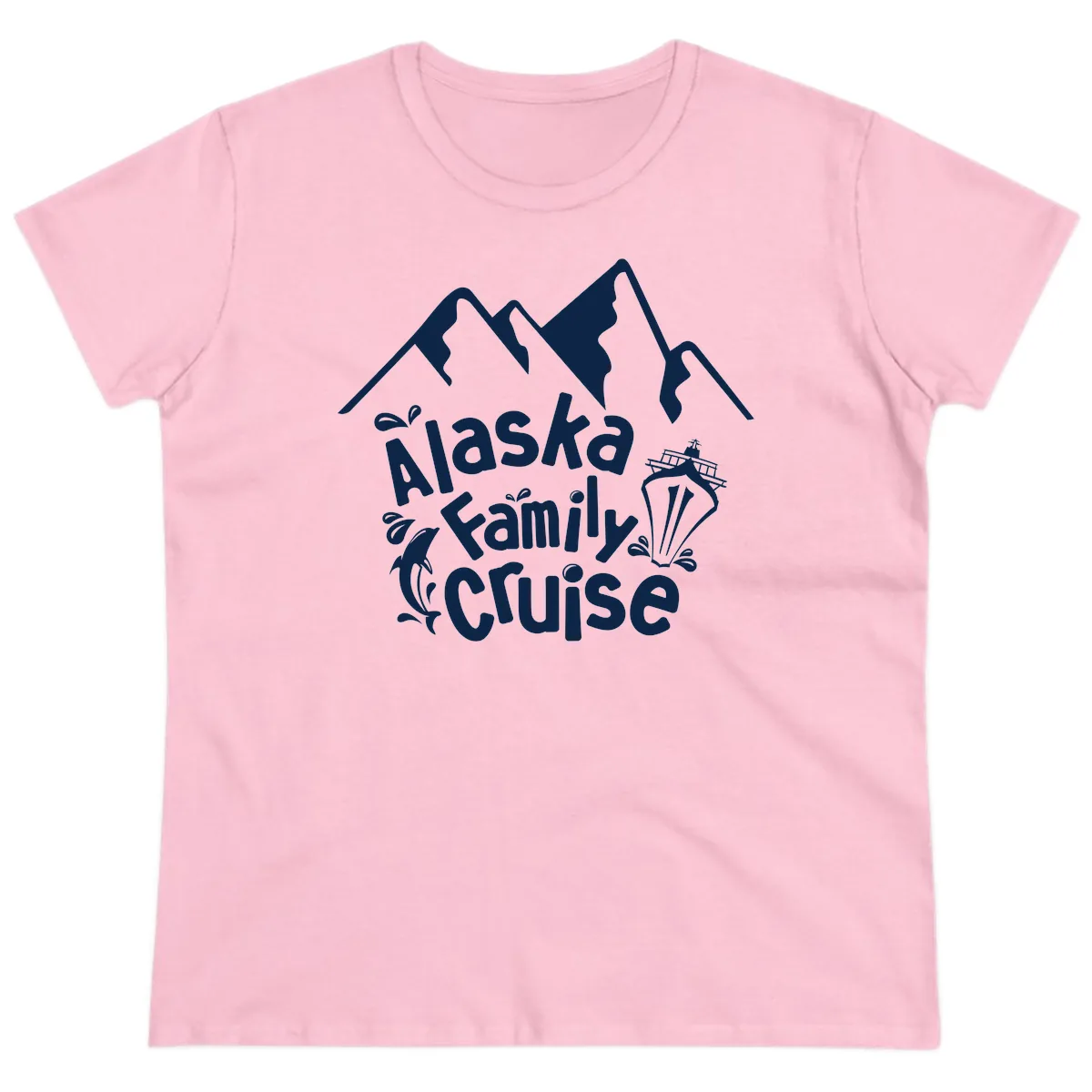 Alaska Family Cruise Mountain Adventure Ladies Tee in Light Pink