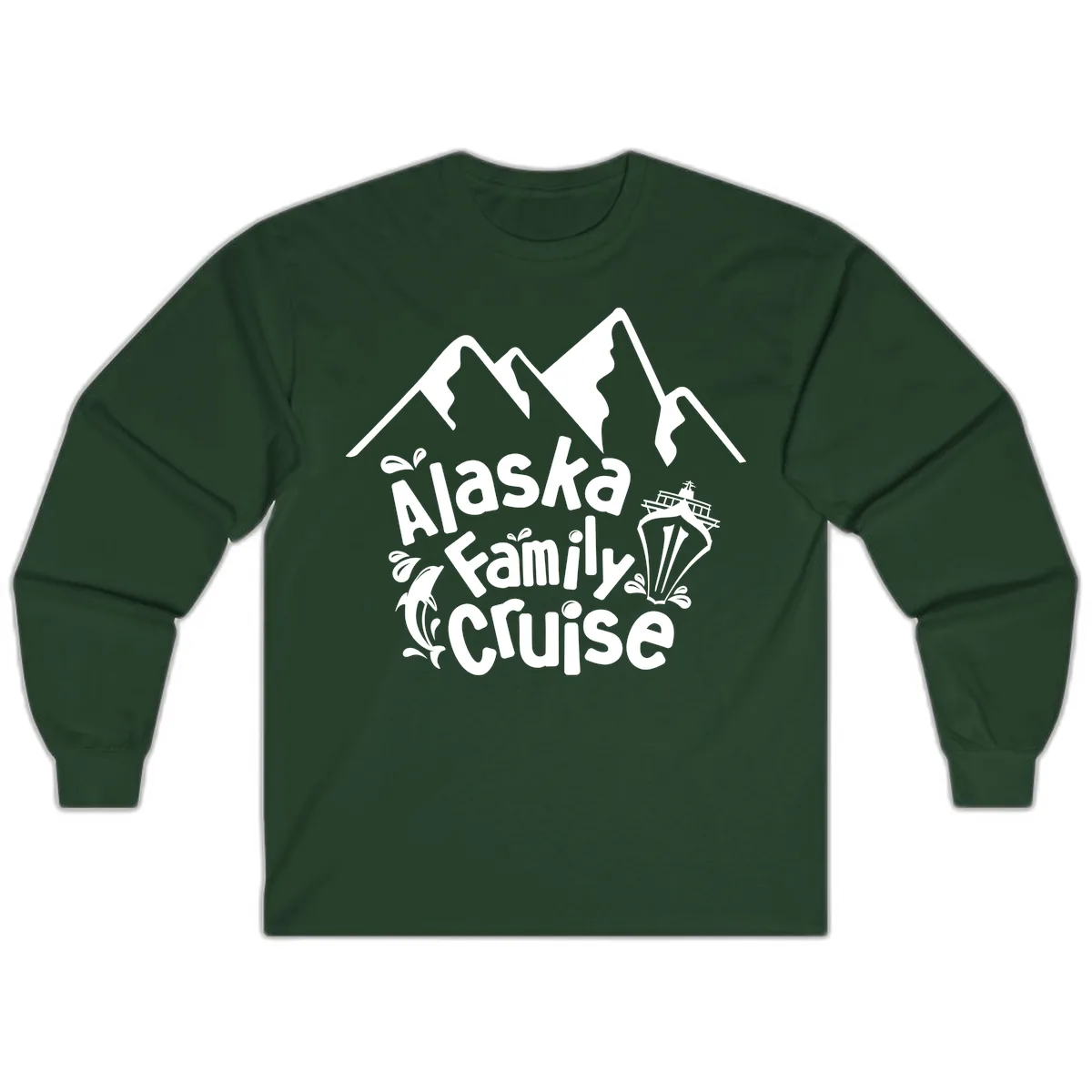 Alaska Family Cruise Mountain Adventure Long Sleeve in Forest Green