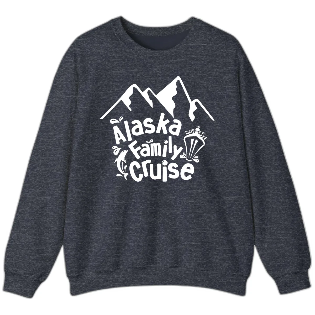Alaska Family Cruise Mountain Adventure Sweatshirt in Heather Sport Dark Navy
