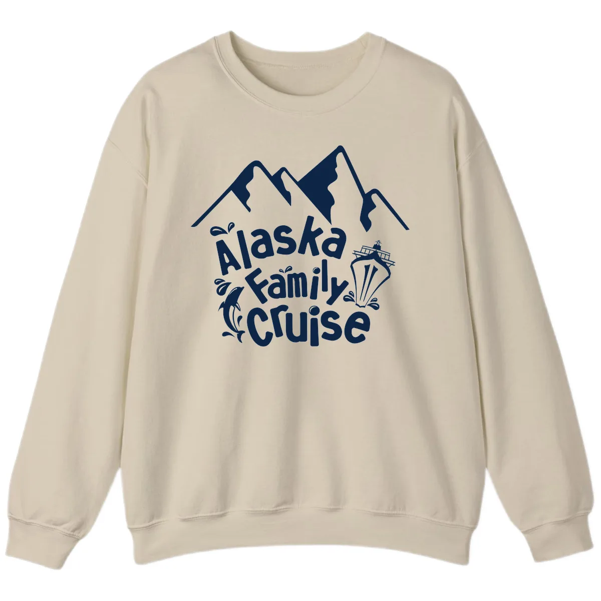 Alaska Family Cruise Mountain Adventure Sweatshirt in Sand