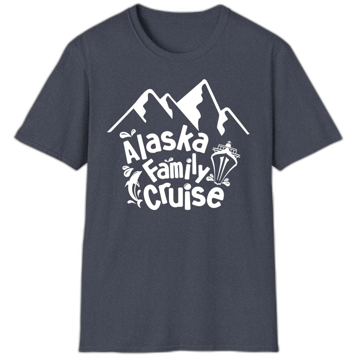 Alaska Family Cruise Mountain Adventure T-Shirt in Heather Navy