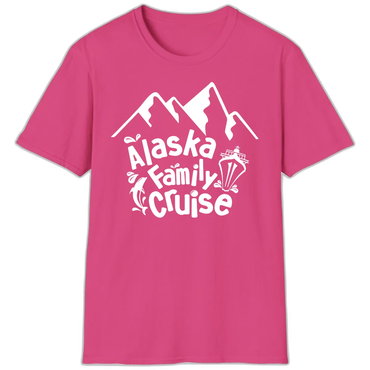 Alaska Family Cruise Mountain Adventure T-Shirt in Heliconia