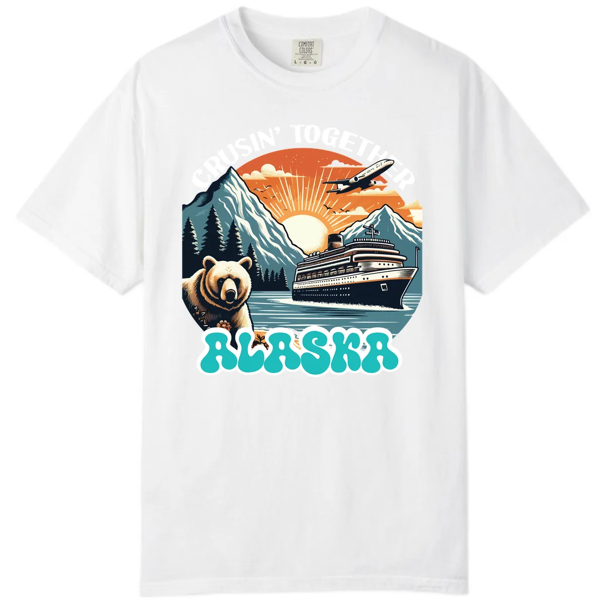 Crusin' Together Alaska Grizzly Scene Comfort Color in White