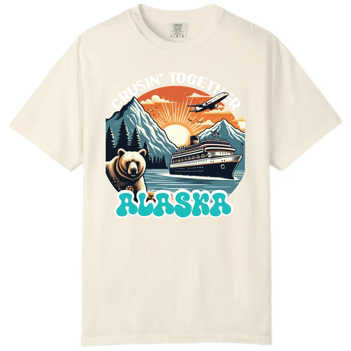 Crusin' Together Alaska Grizzly Scene Comfort Color in Ivory