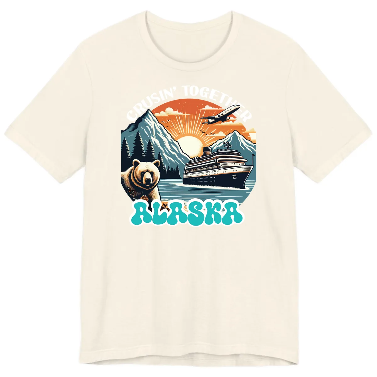 Crusin' Together Alaska Grizzly Scene Premium T-Shirt in Natural