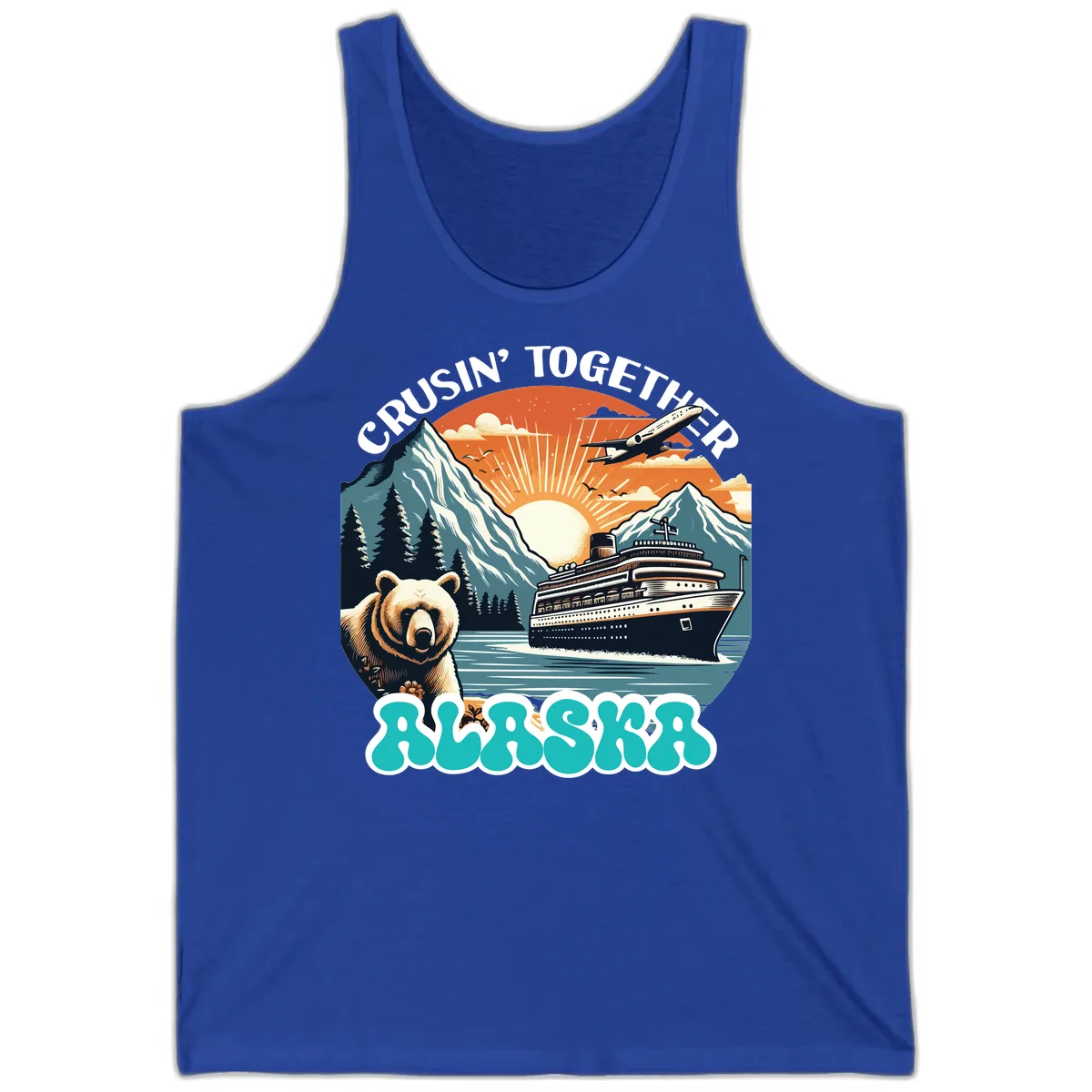 Crusin' Together Alaska Grizzly Scene Tank in True Royal
