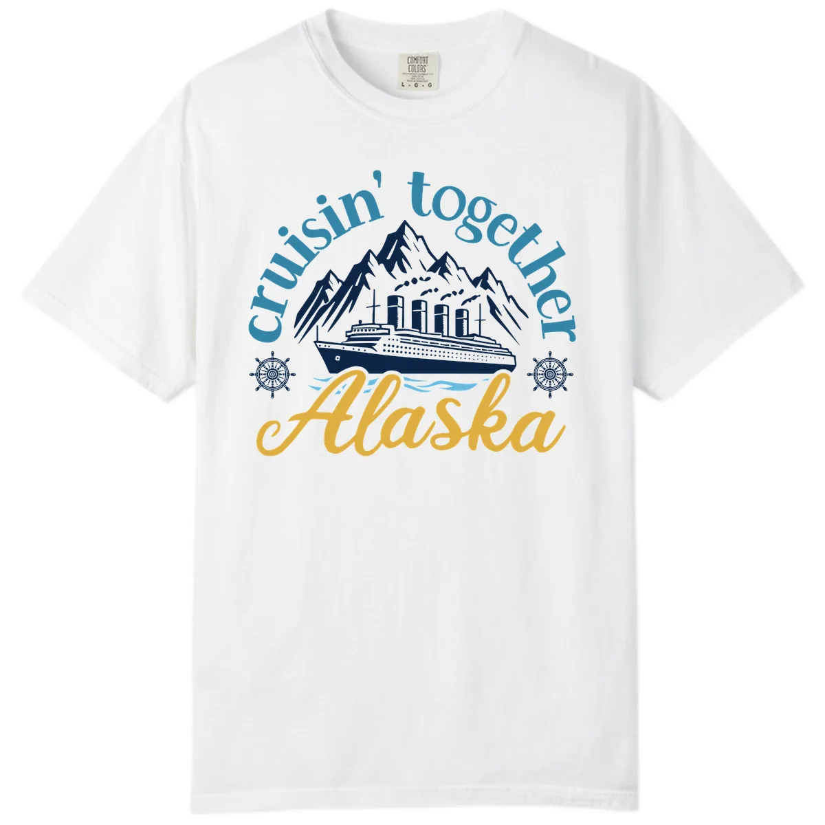 Cruisin Together Alaska Script Wave Design Comfort Color in White